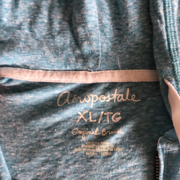 Aeropostale baby blue heather zip up tee shirt hoodie - Picture 3 of 7